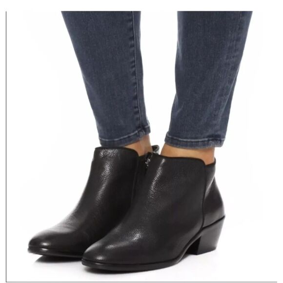 Sam Edelman Black Leather Heeled Ankle Boots - Picture 2 of 13